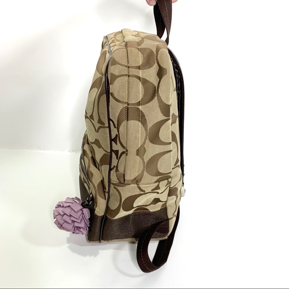 SOLD Coach Signature Brown Beige Canvas Backpack - Picture 10 of 13